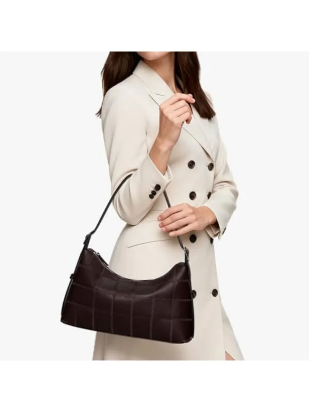 Trendy Checkered Crossbody Bag for Women - Classic Black & White Leather Tote